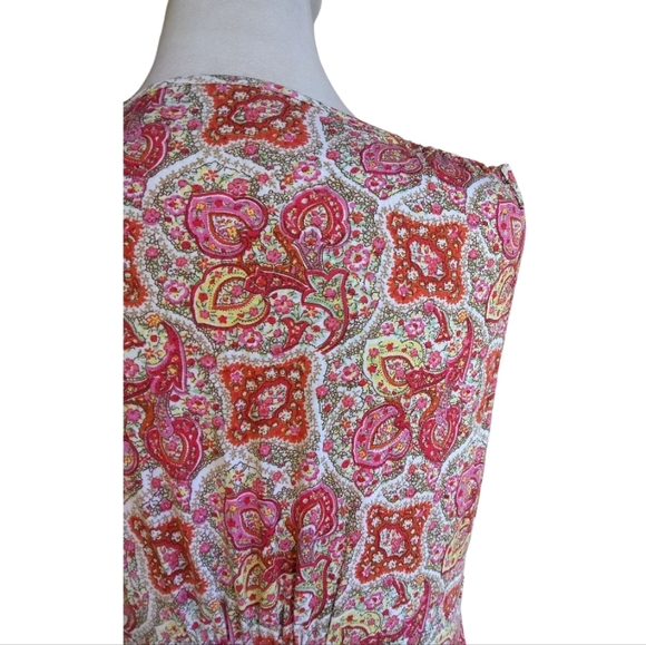 Garnet Hill Sleeveless Red Paisley Tiered Maxi Dress Empire Waist Size Medium - Picture 6 of 8